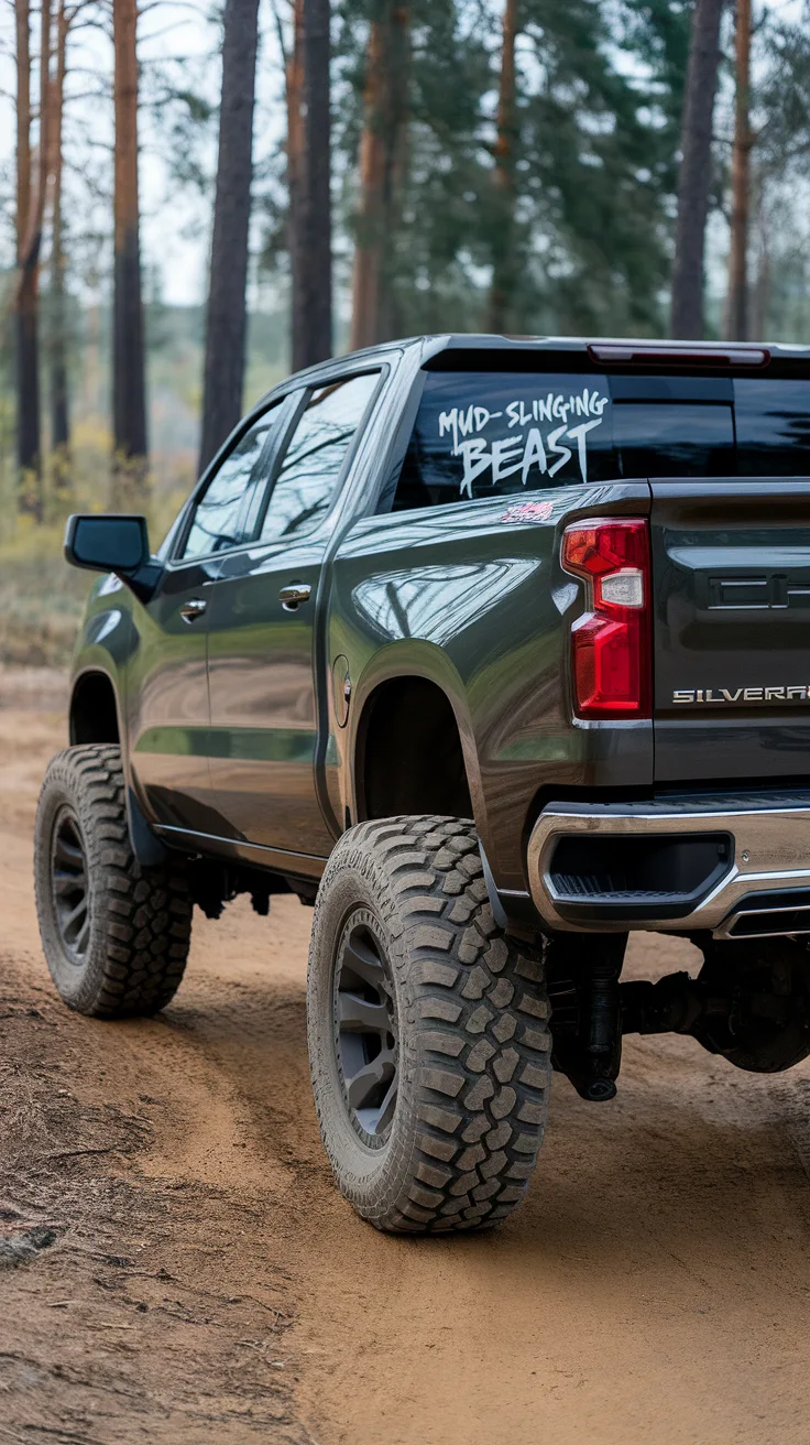 Mud-Slinging Beast: Custom Silverado with All-Terrain Tires