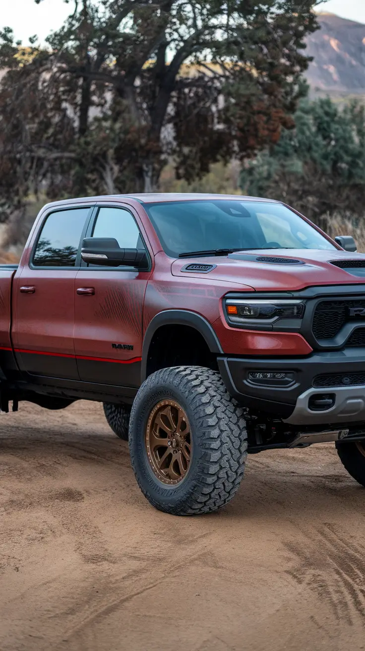 Rustic Red RAM with Vintage Pinstriping and Mud Tires