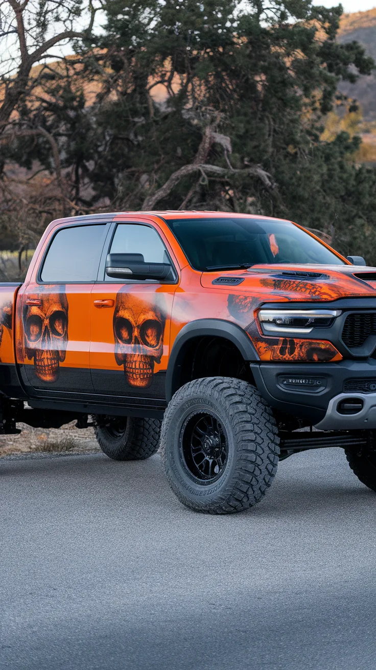 Vibrant Orange RAM with Custom Skull Artwork