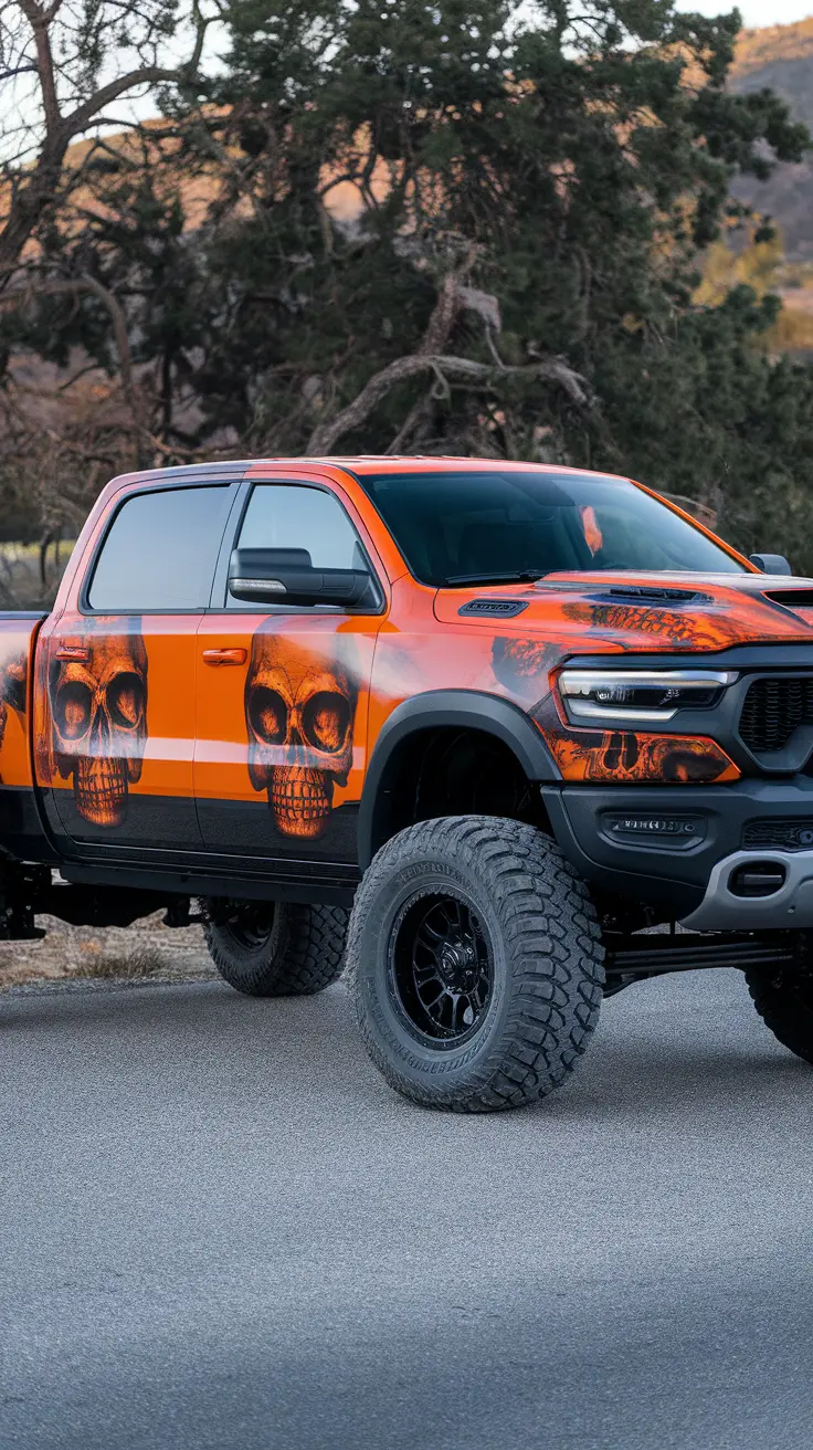 Vibrant Orange RAM with Custom Skull Artwork